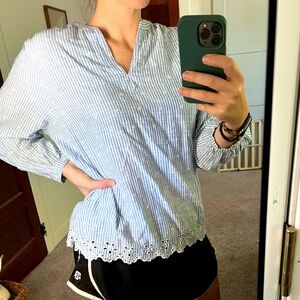 Old Navy V-Neck Blouse with Hem Detail - Size M